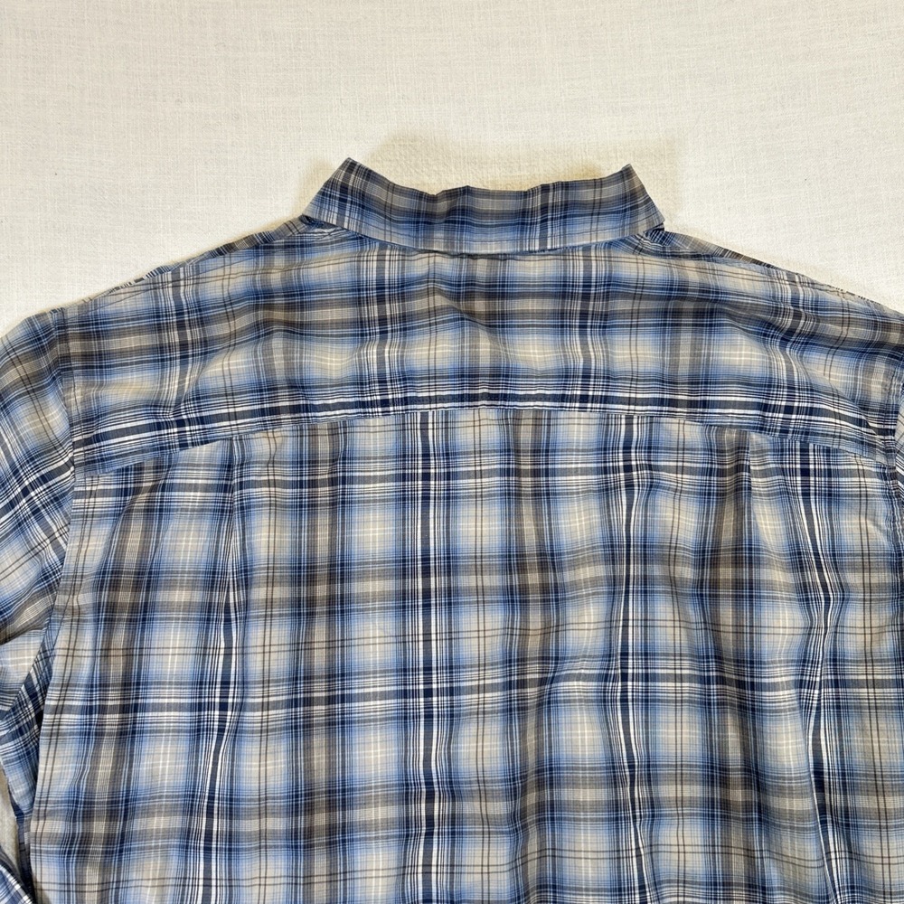 Columbia Shirt Mens Blue Plaid Button Long Sleeve L Zipper Pockets Regular Fit - Picture 8 of 8